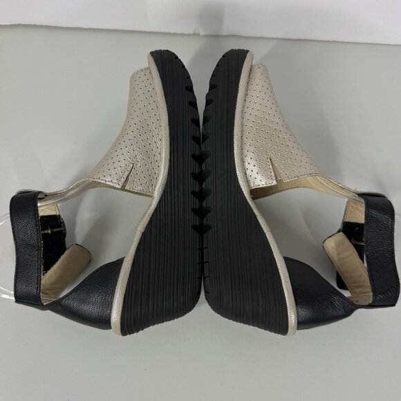 Fly London Wedge Sandals Size 36/6 Open Toe Color Block Ankle Strap - Picture 11 of 15